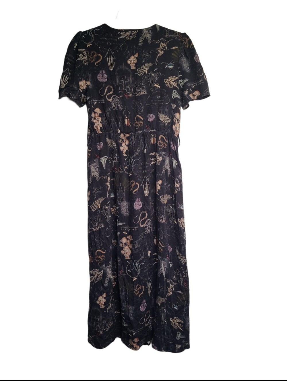 Disturbia Mushroom Graveyard Snakes Dress Size US 6 Black Gothic Whimsical - Picture 2 of 13